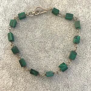 Vintage green malachite bracelet 7"